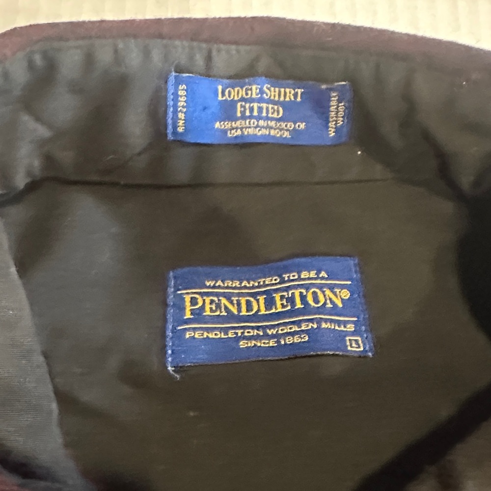 Pendleton Dark maroon black fitted Button-Up Shir… - image 5